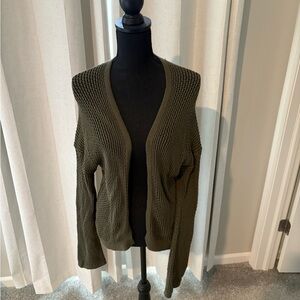 Express Olive Open-Front Cardigan